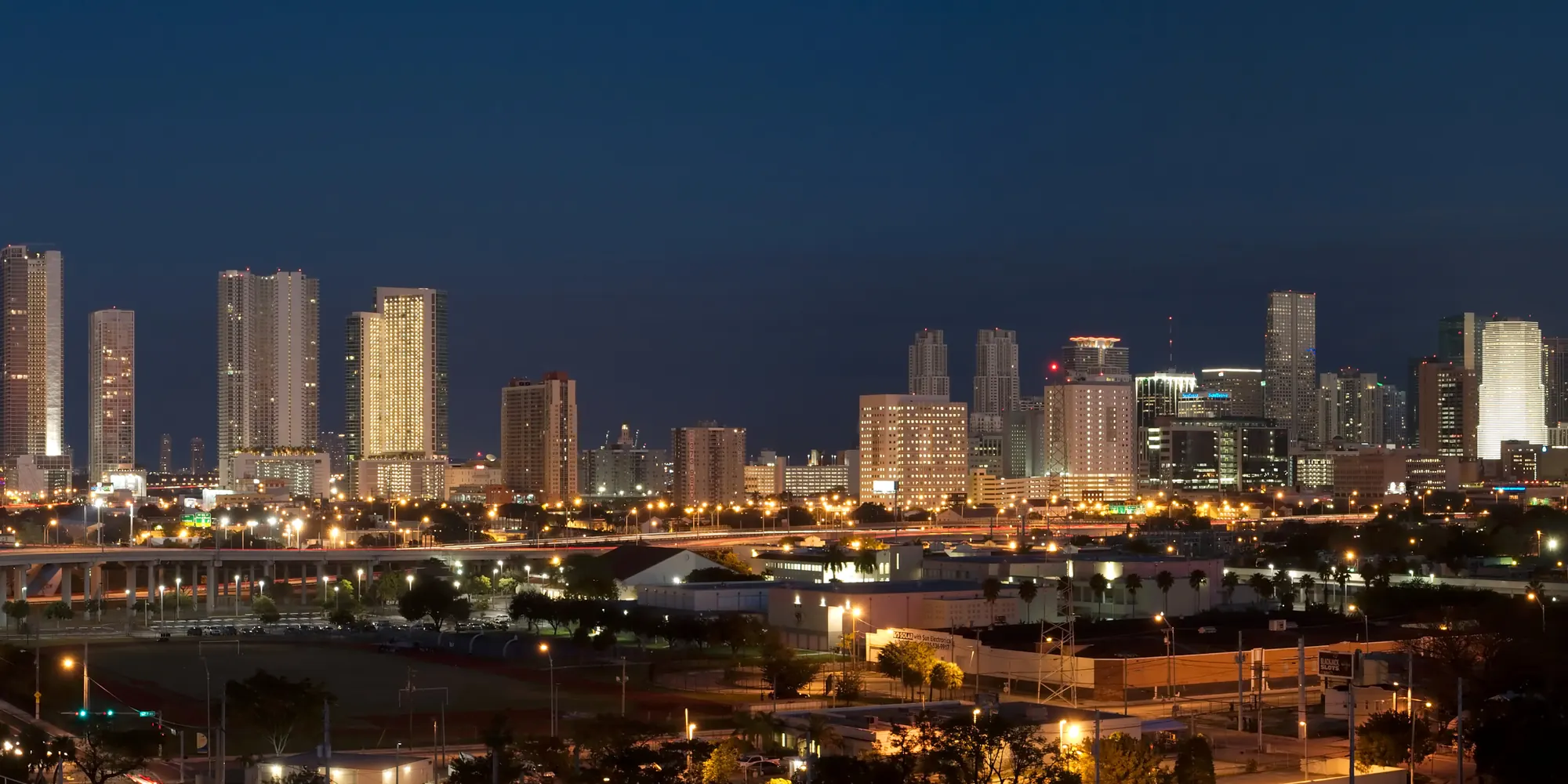Downtown Miami skyline at night